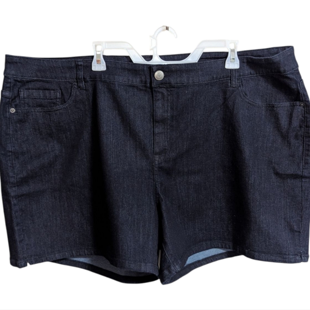 Venezia Dark Wash Denim Shorts Plus Sz 24 Stretchy Functional Pockets NEW W-395